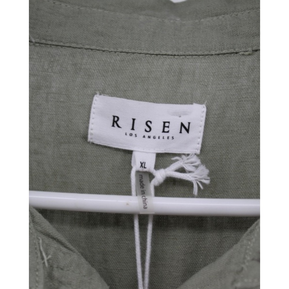 Risen Los Angeles Linen Blend Shirt‎ Dress Womens XL Sage Green Button Up NWT - Picture 5 of 9